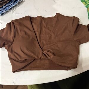 Brown Wrap Crop Top